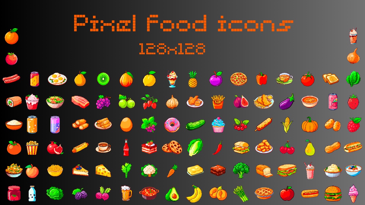 Media 1 for listing Pixel Art Food Icons
