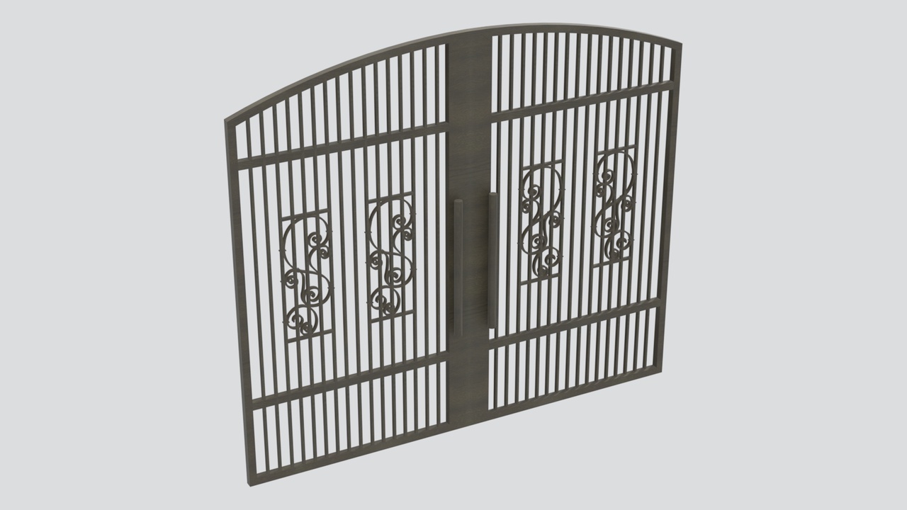 Media 1 for listing Modern Wrought Iron Double Gate Panels 3D Model