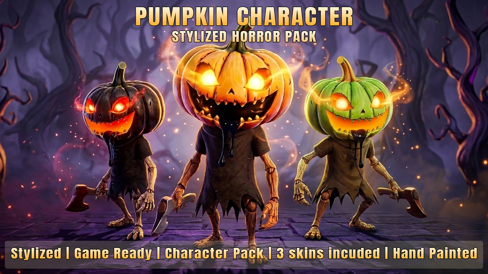 Stylized Pumpkin Horror Character Pack | Fab