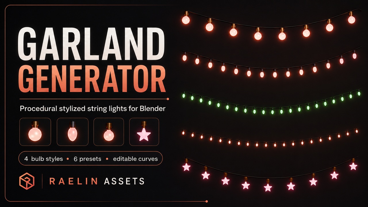 Media 1 for listing Procedural Garland & String Lights Generator for Blender