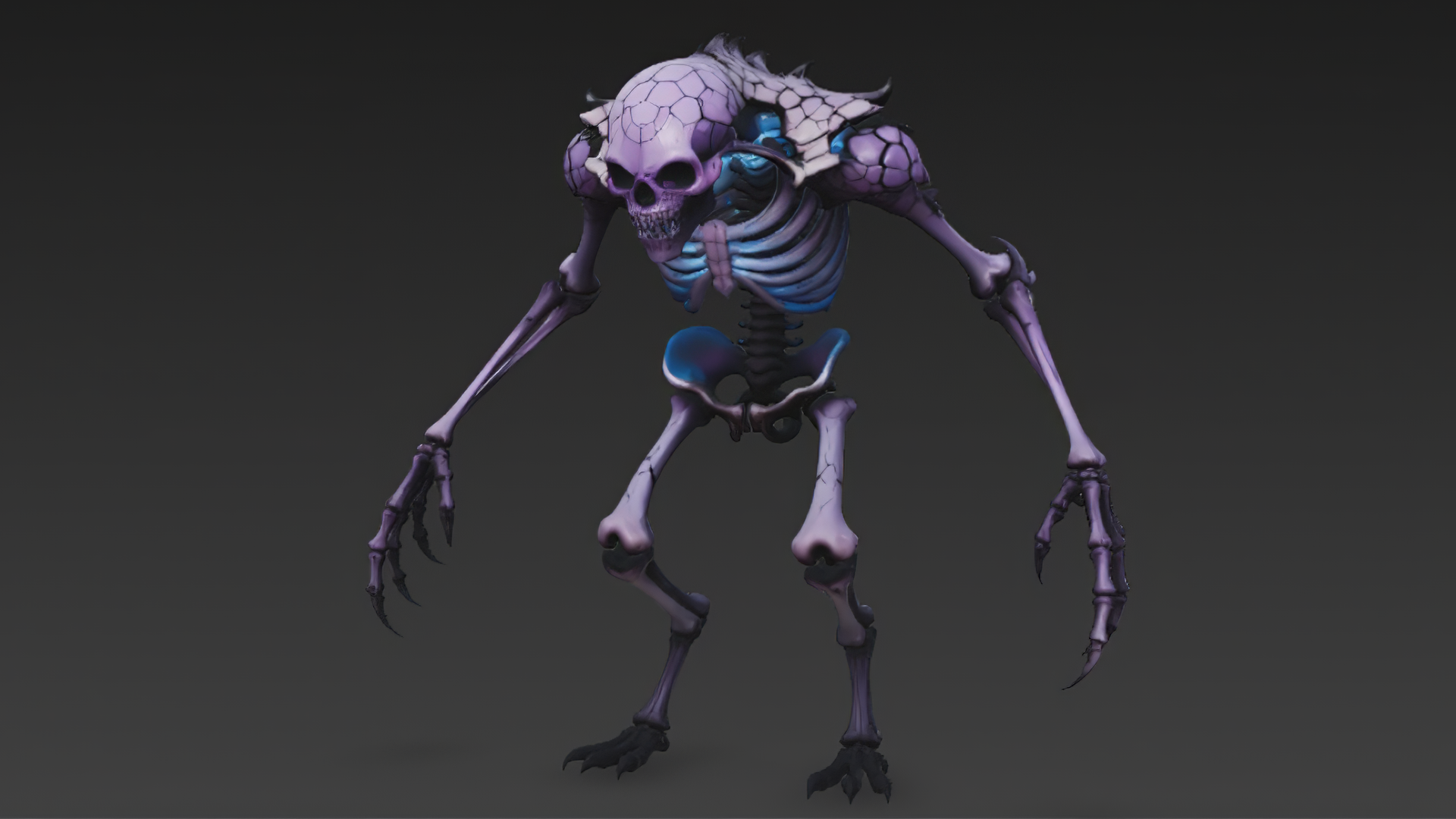 Skeleton Monster Types Purple Skeletal Humanoid Monster 3D Model | Fab