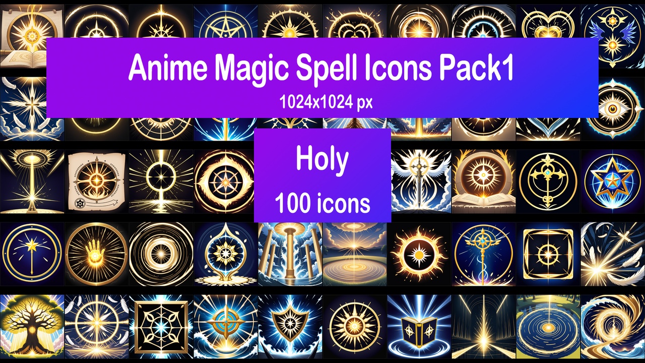 Media 1 for listing Anime Magic Spell Icons Pack1 - Holy