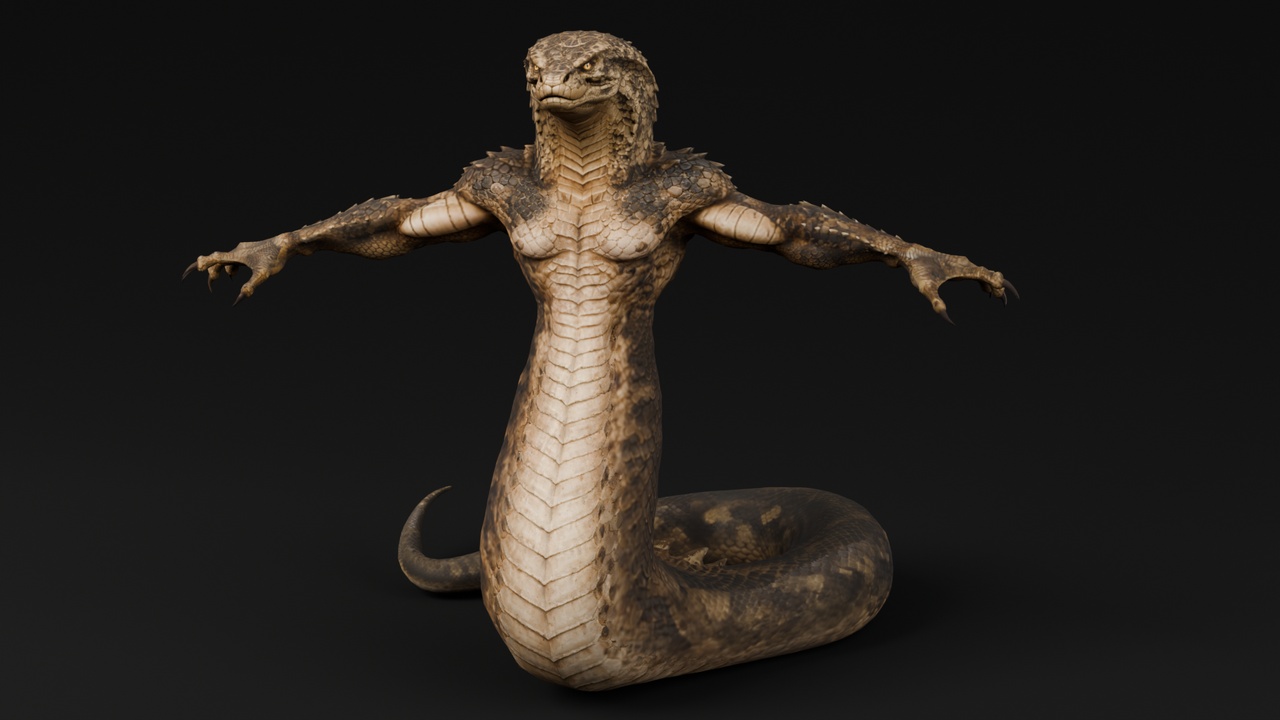 Media 1 for listing Naga Serpent Warrior Character - Snake Man Fantasy Character - Rigged