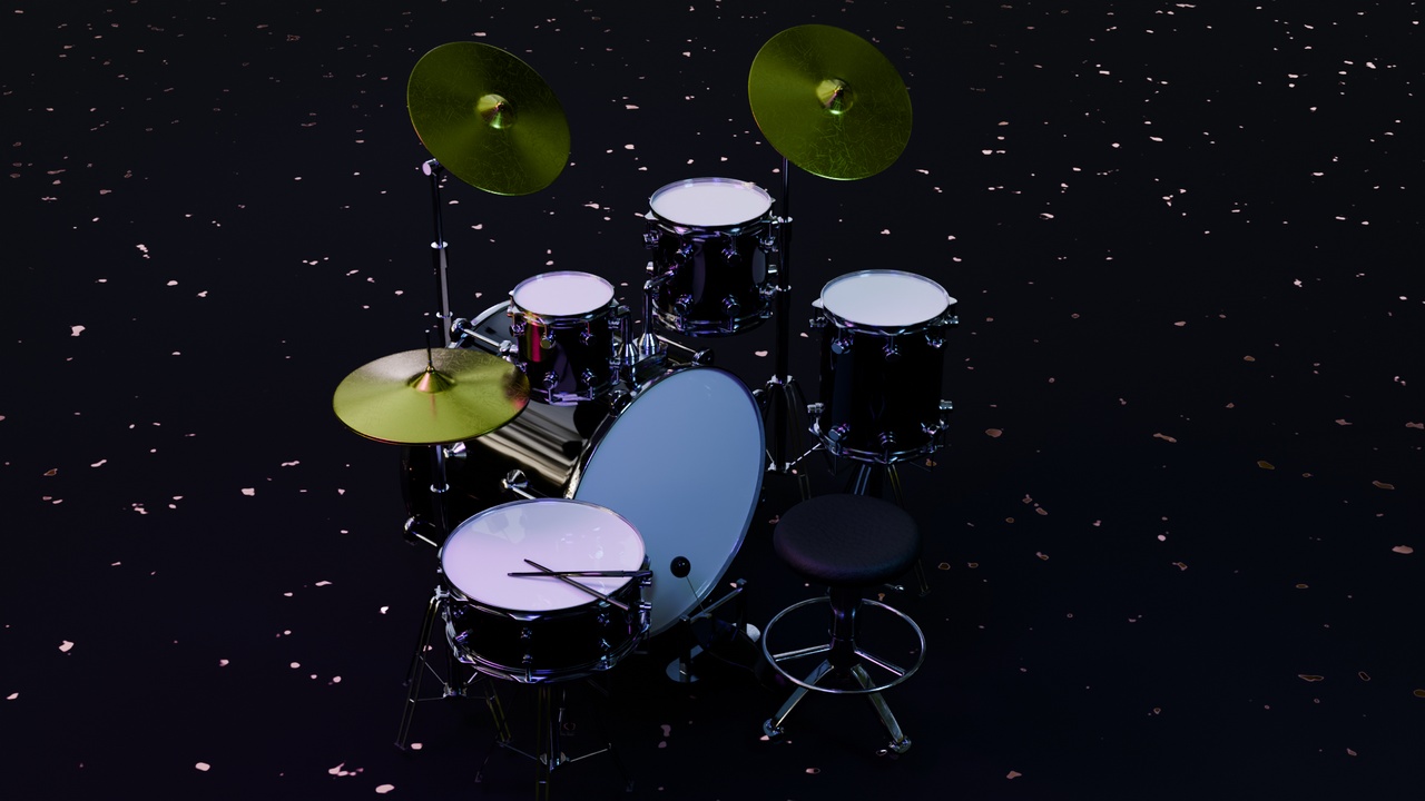 Media 1 for listing Realistic Drum Kit Set – Full Instrument (FBX, Game-Ready)