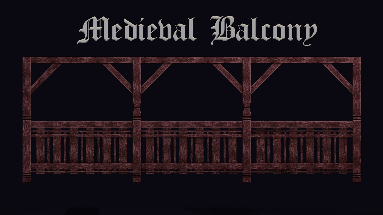 Media 1 for listing Pixel-Style Wooden Railing – Medieval Balcony