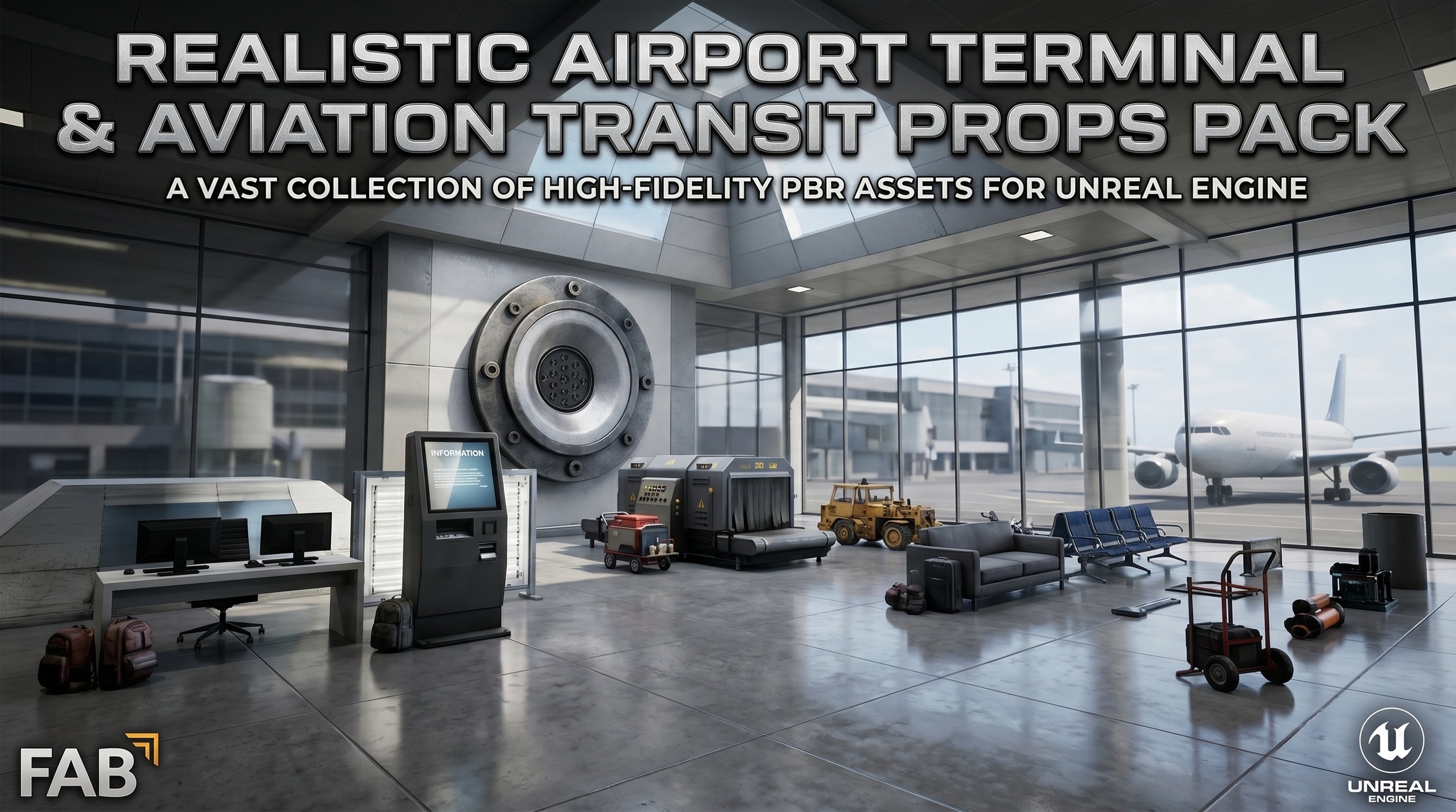 Media 1 for listing Realistic Airport Terminal Environment & Aviation Transit Props