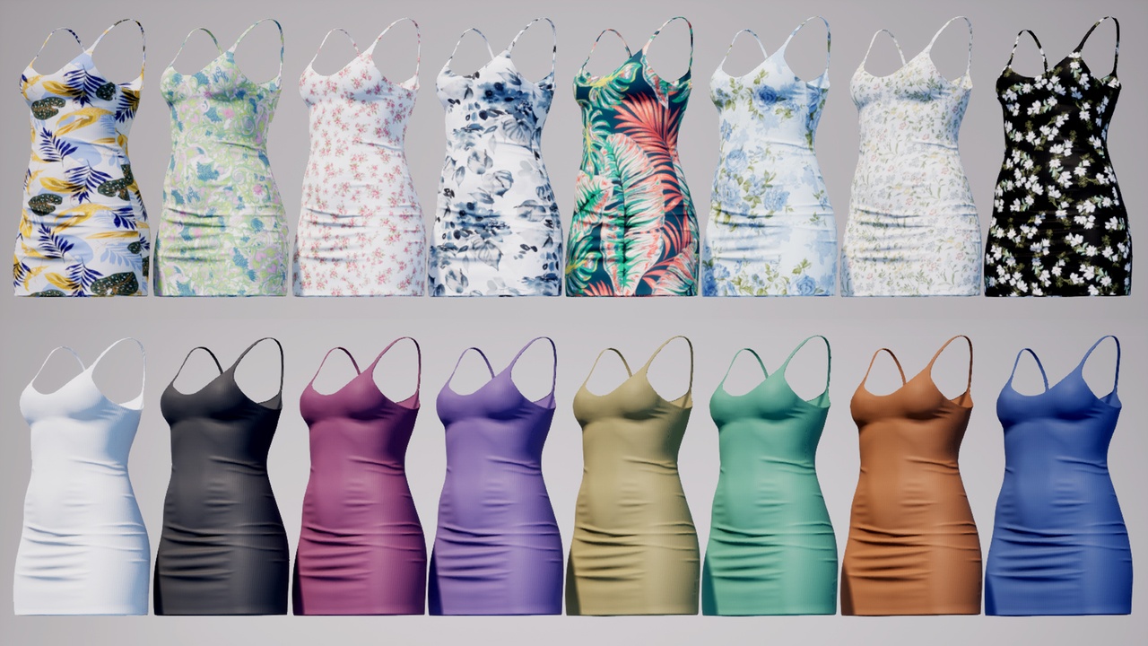 Media 1 for listing Women Summer Slip Dress Outfit - Metahuman Clothes Parametric Outfit PBR