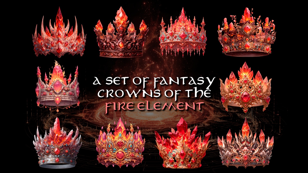 Media 1 for listing 30 RPG ELEMENTAL CROWNS ICONS PACK