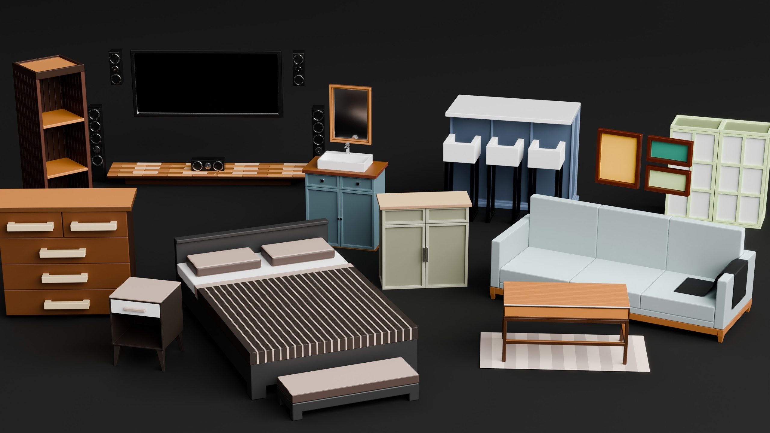 Media 1 for listing Stylized Low Poly Furniture Pack