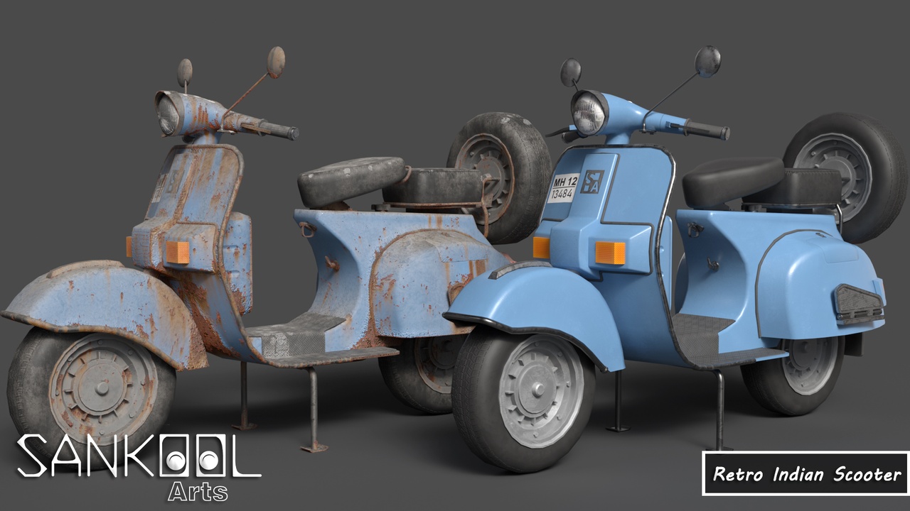 Media 1 for listing Retro Indian Scooter ( Include GLTF / USD )