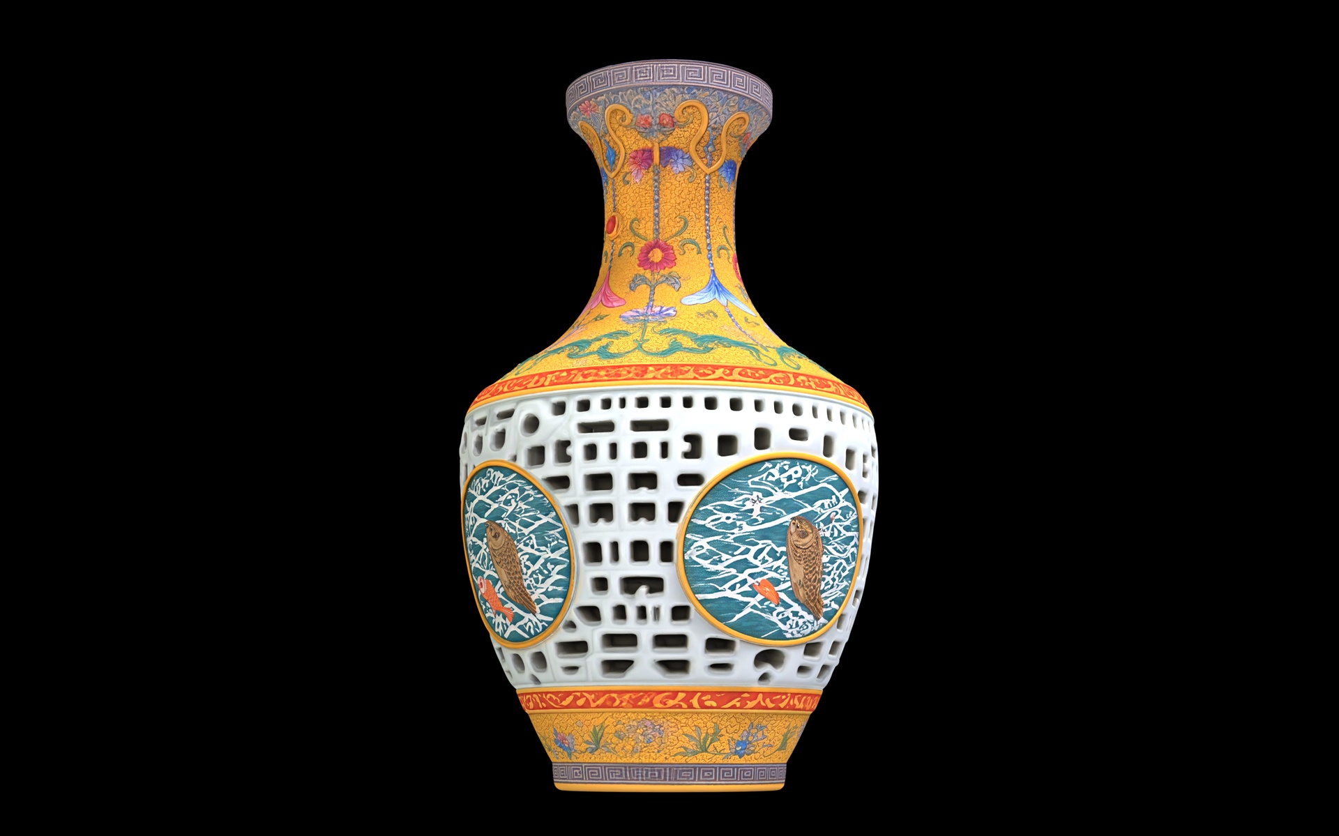 Media 1 for listing Pinner Qing Dynasty Vase – High-Detail Textured 3D CAD Model