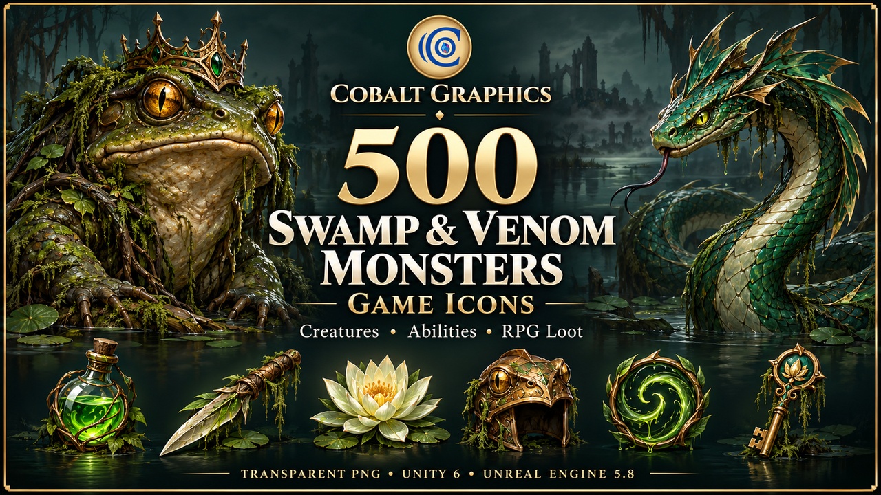 Media 1 for listing Swamp & Venom Monsters Game Icons | 500 | Monsters, Abilities & RPG Loot