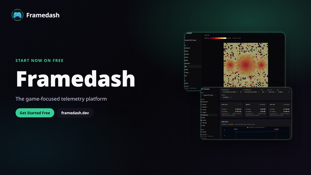 Media 1 for listing Framedash Game Telemetry