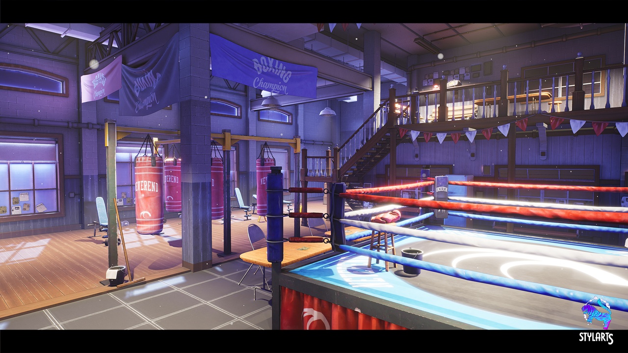 Stylized Boxing Club ( Stylized Boxing Boxing Club Gym Fighter Interior Boxing )
