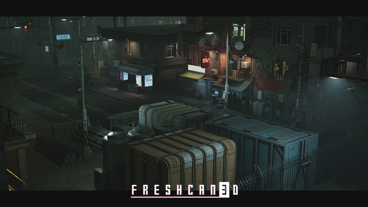 Media 1 for listing Cyberpunk Night Street ( Cyberpunk Town, Cyberpunk Props , Night City )
