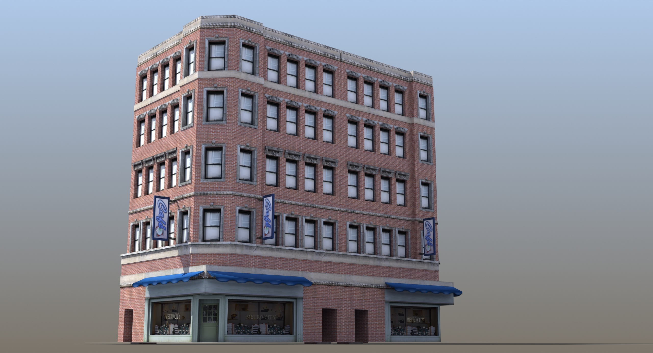 Media 1 for listing Downtown Store Game Ready 3D Model Building