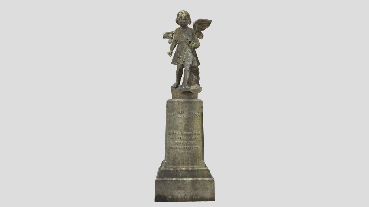 Media 1 for listing Gravestone Winged Angel Child Statue