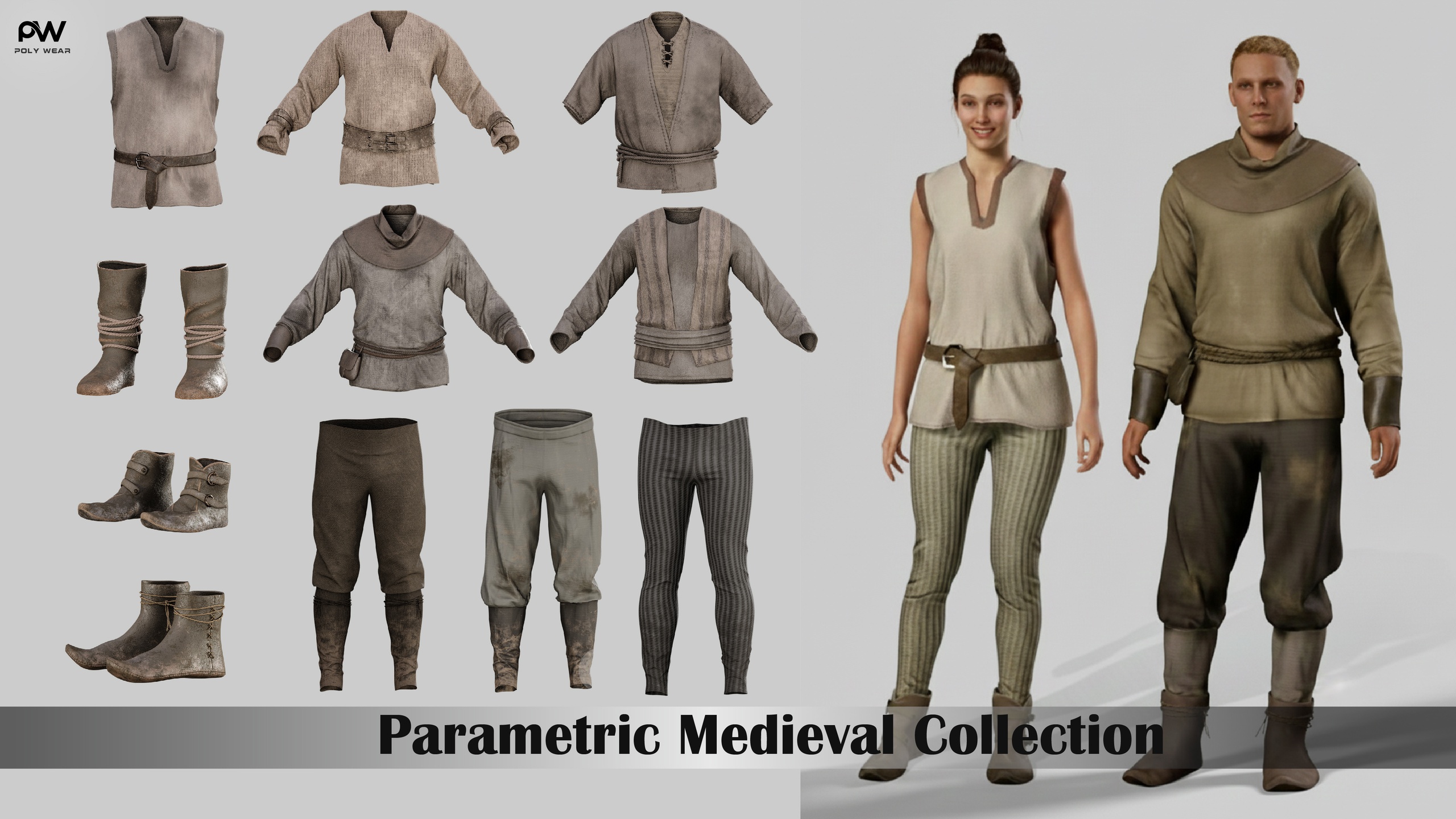 Media 1 for listing Medieval Resizable Outfit Collection for MetaHuman Parametric
