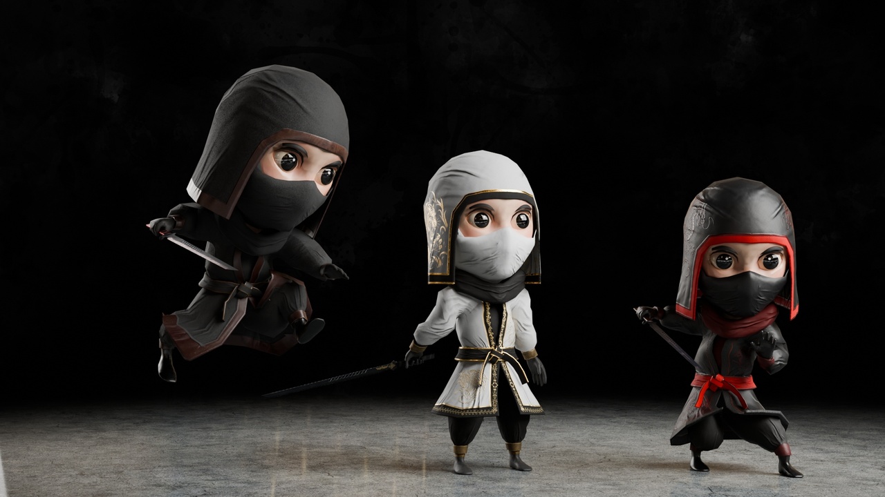 Media 1 for listing Cute Stylized Ninja Boy – 45+ Animations (Game Ready)