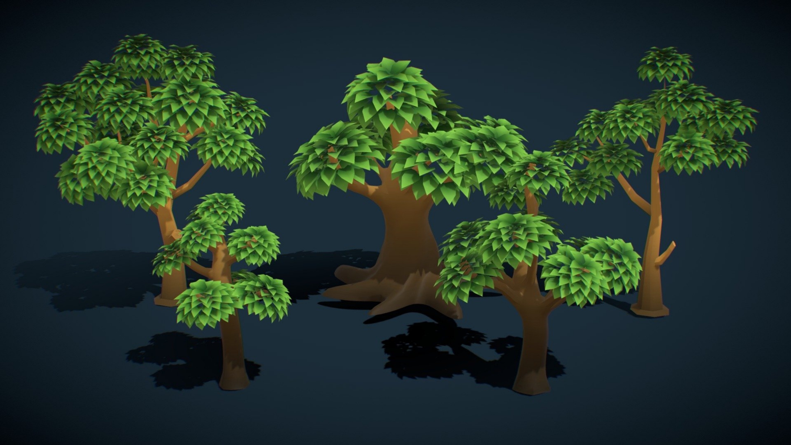 Stylized Canopy Forest Trees Pack 4 Fab