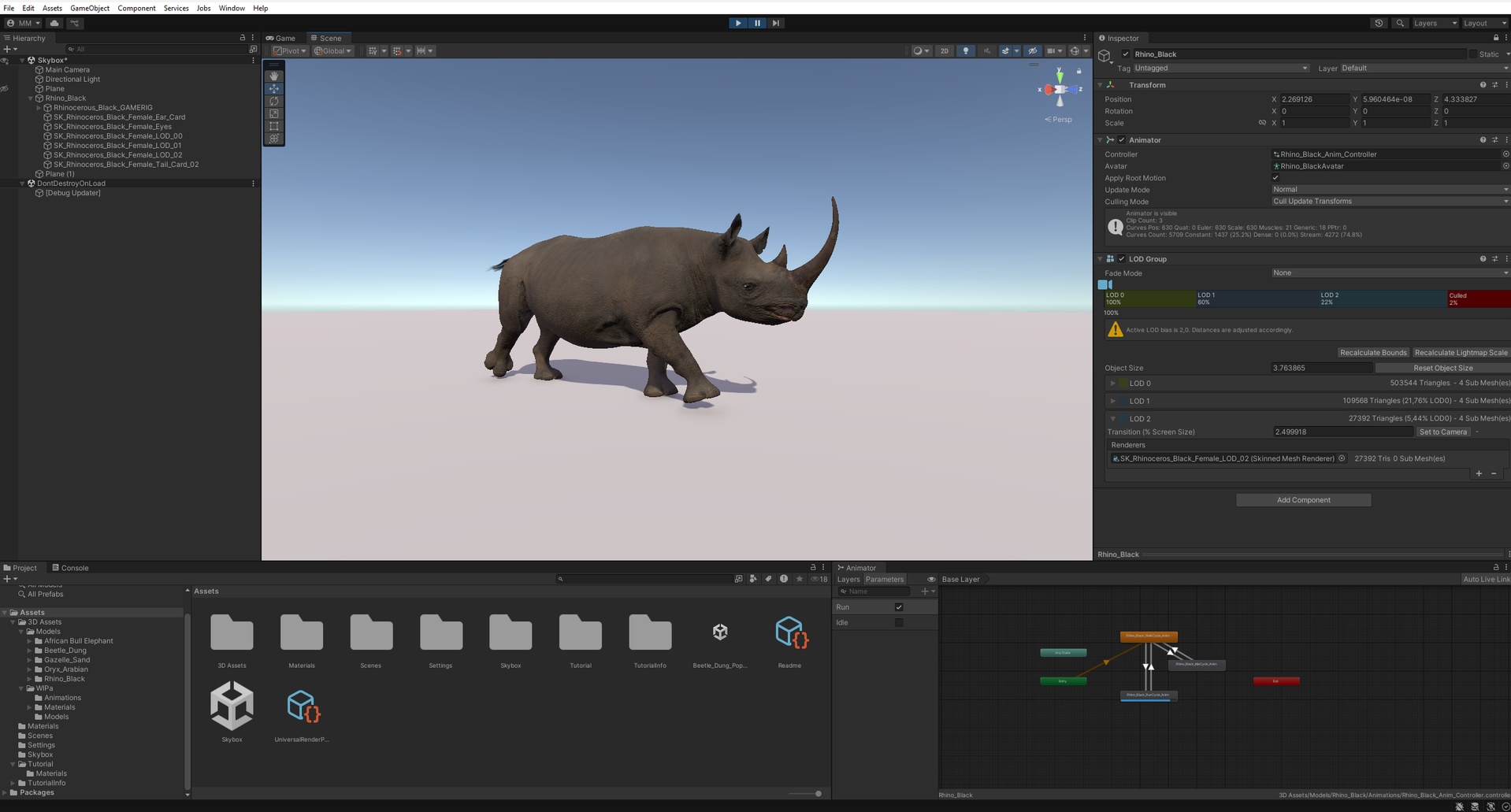 Media 1 for listing Unity Ready - Realistic Black Rhinoceros - Animated