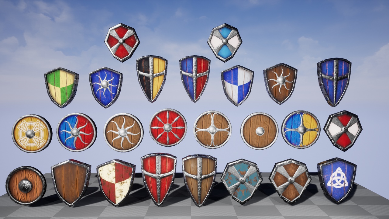 Media 1 for listing Stylized Medieval Shields Pack - Game-Ready Handpainted Asset for Fantasy Game