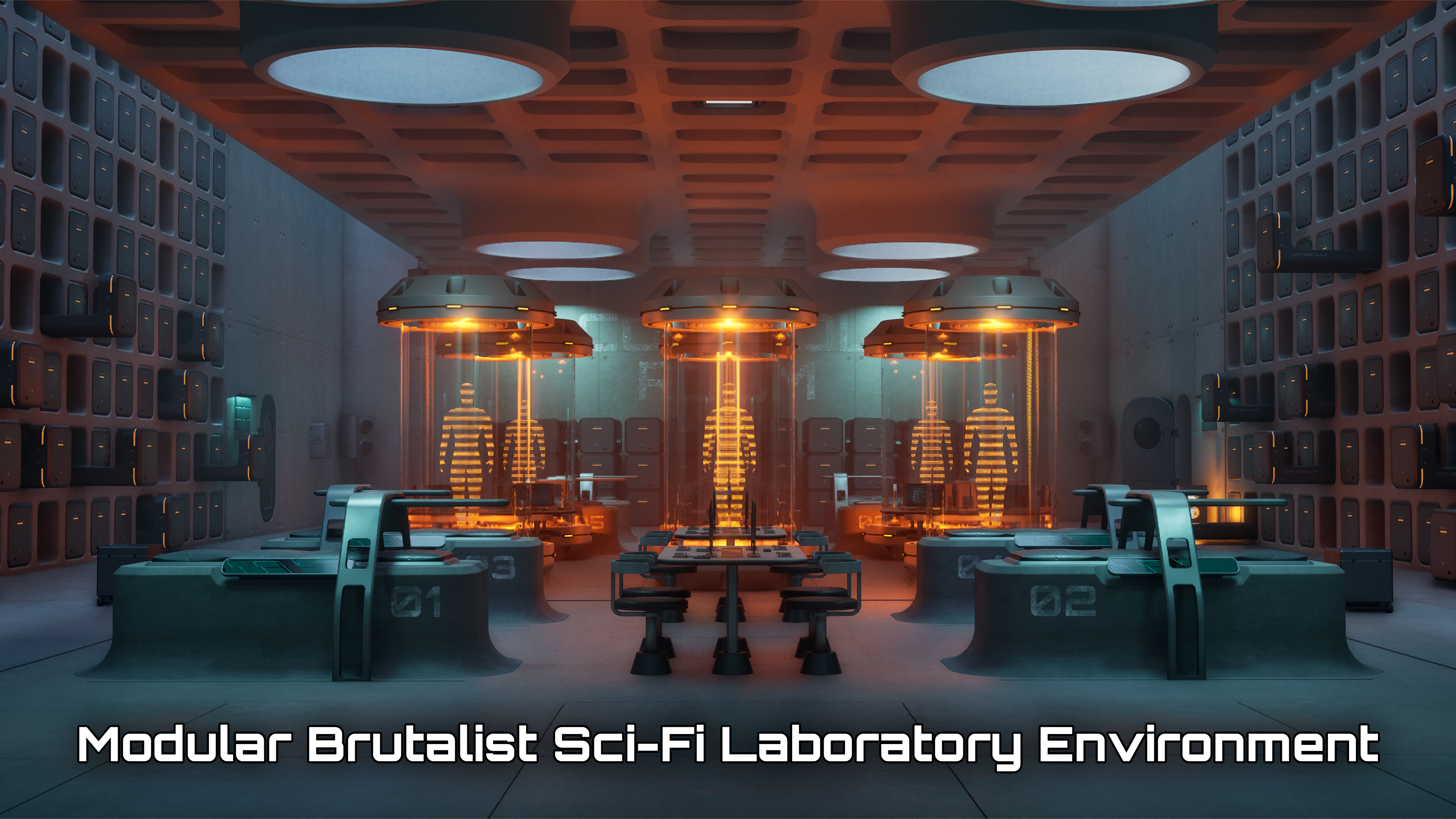 Modular Brutalist Sci-Fi Laboratory Environment | Fab