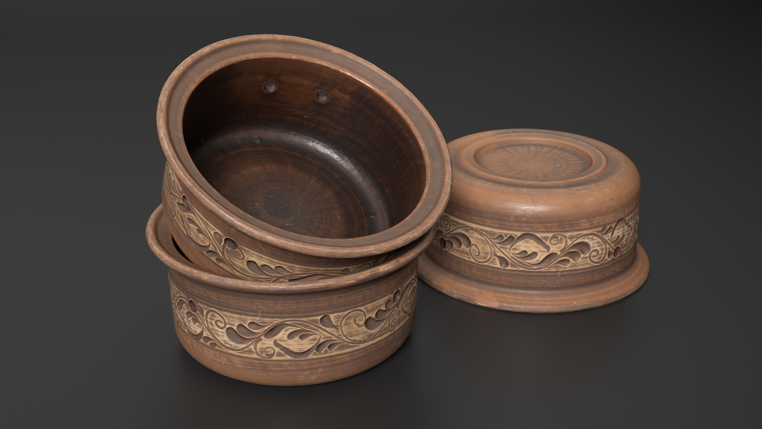 Media 1 for listing Decorative Clay Pot with Ornamental Pattern