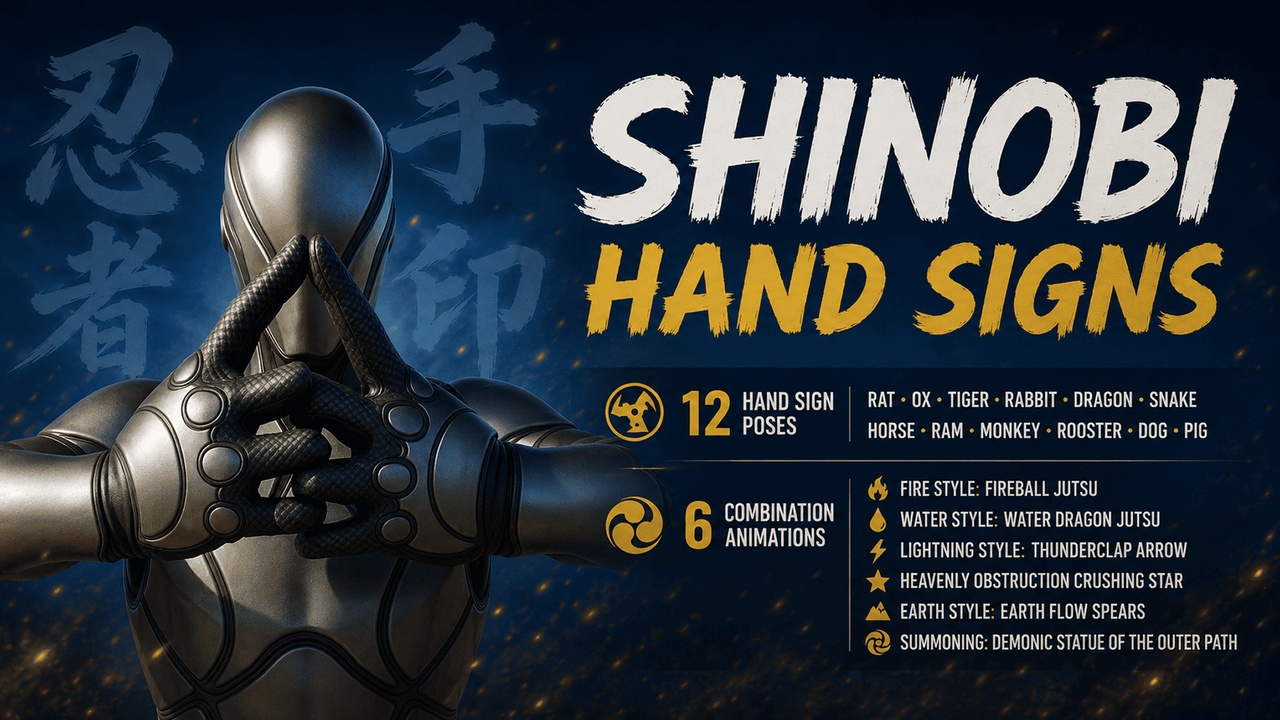 Media 1 for listing Shinobi Hand Signs [Seal|Ninja|Anime|UEFN|Unity]