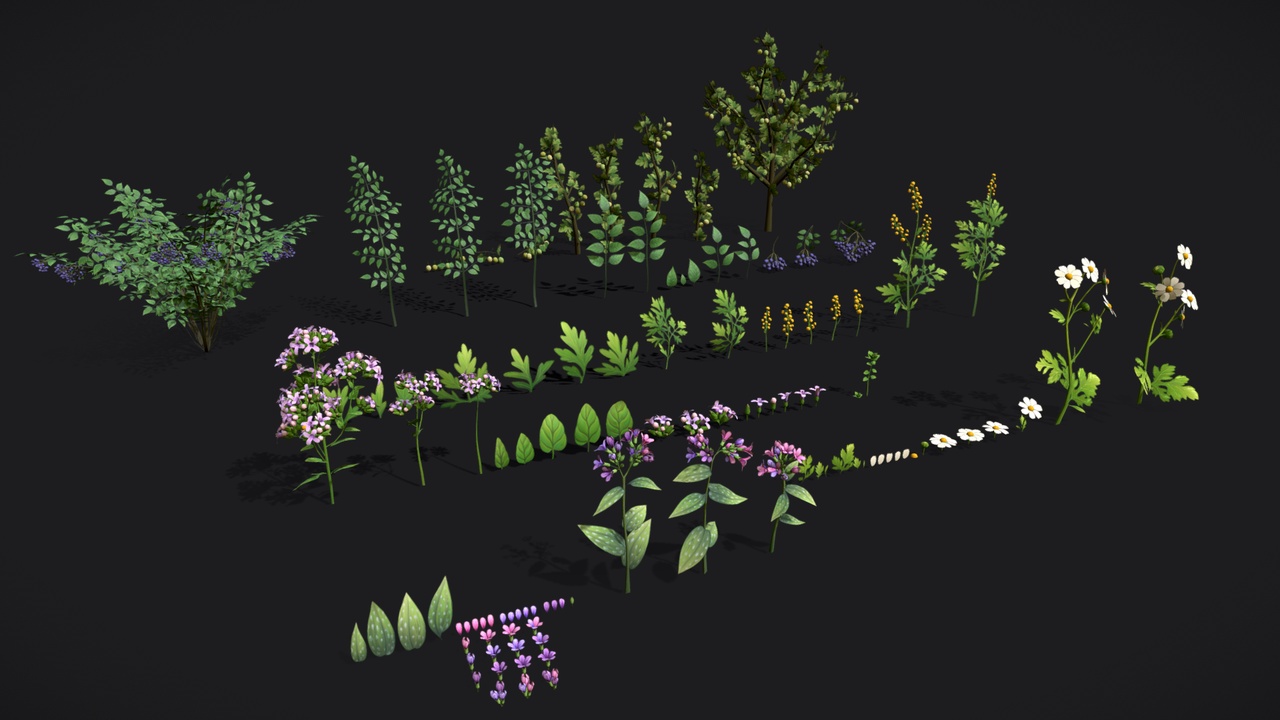 Media 1 for listing 3D Pack Stylized handpainted plants and sprigs