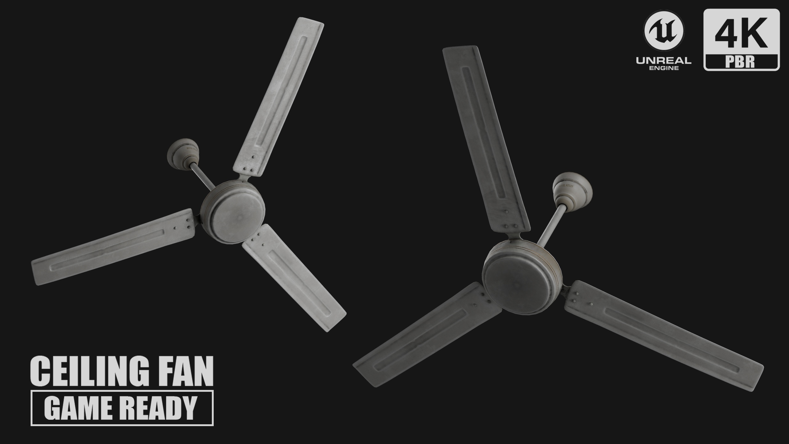 Media 1 for listing Aerospin classic 3B Ceiling Fan - 6 Texture Variants Game Ready