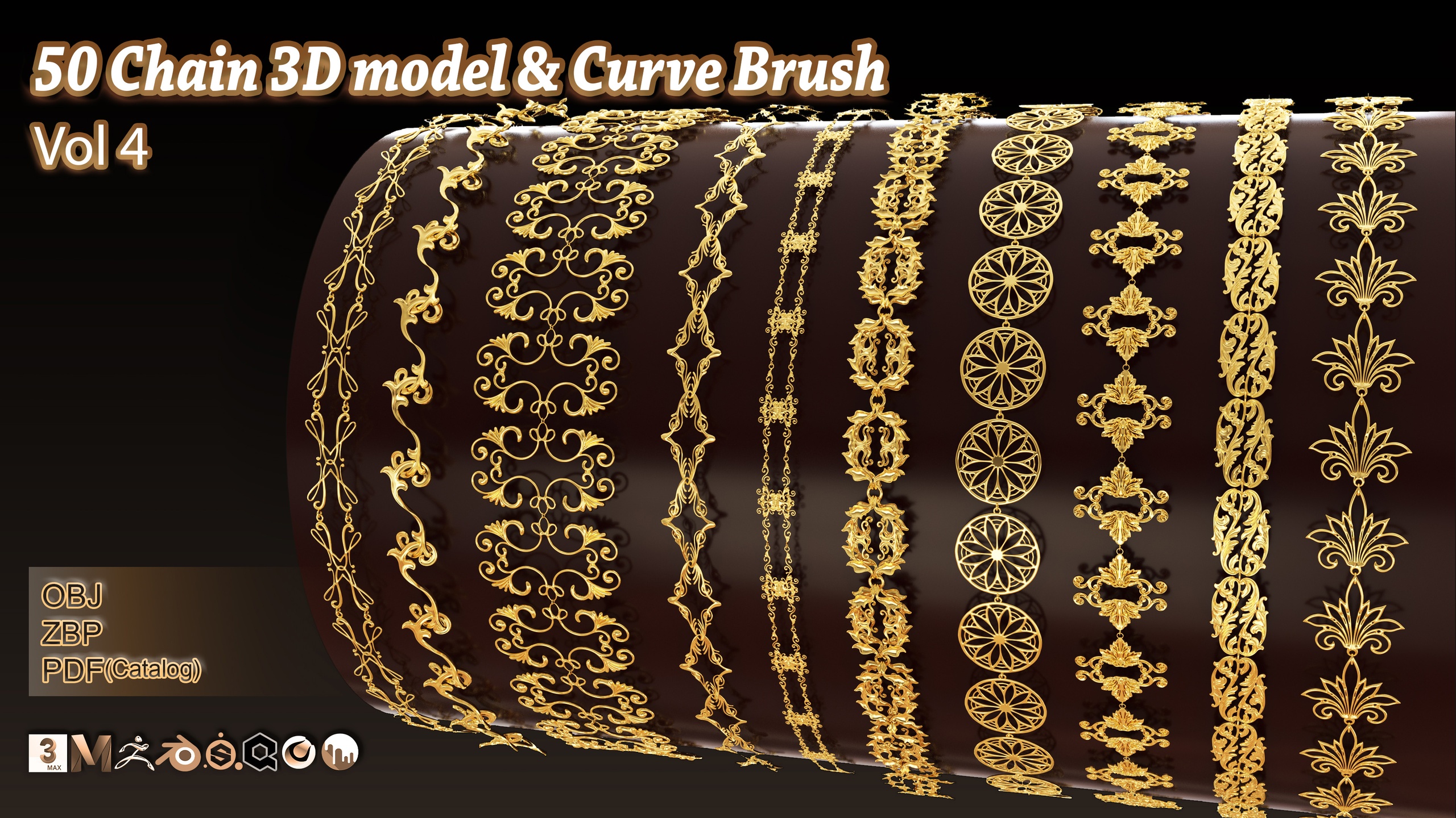 Media 1 for listing 50 Chain 3D Model and Curve brush Vol 4