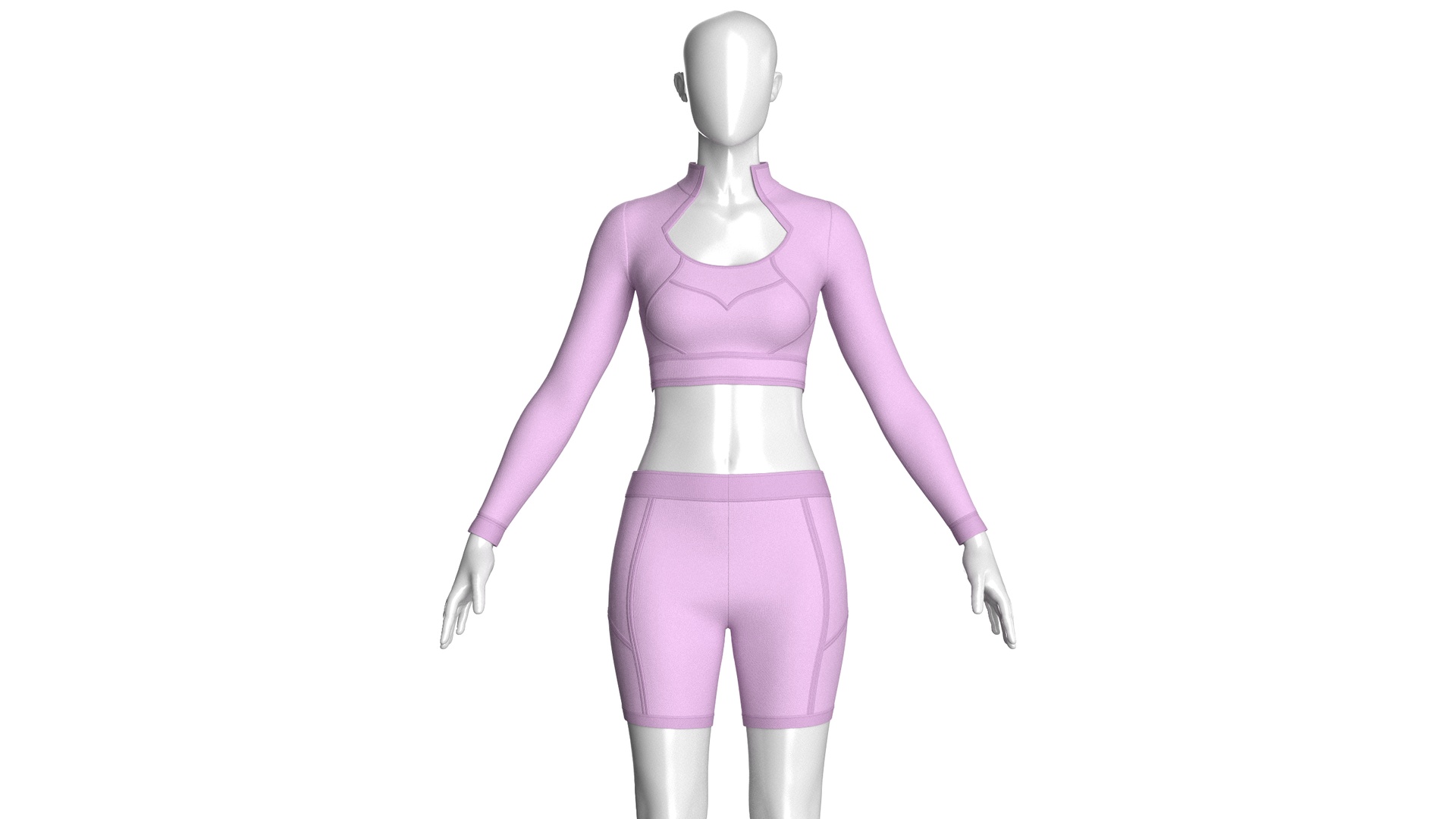 Media 1 for listing Girls Long Sleeve Crop With Biker Shorts | High Poly