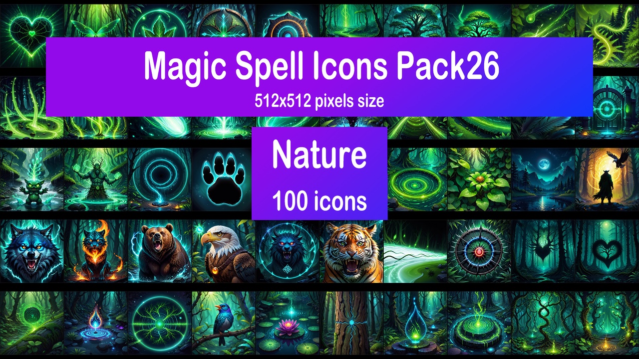 Media 1 for listing Magic Spell Icons Pack26 - Nature