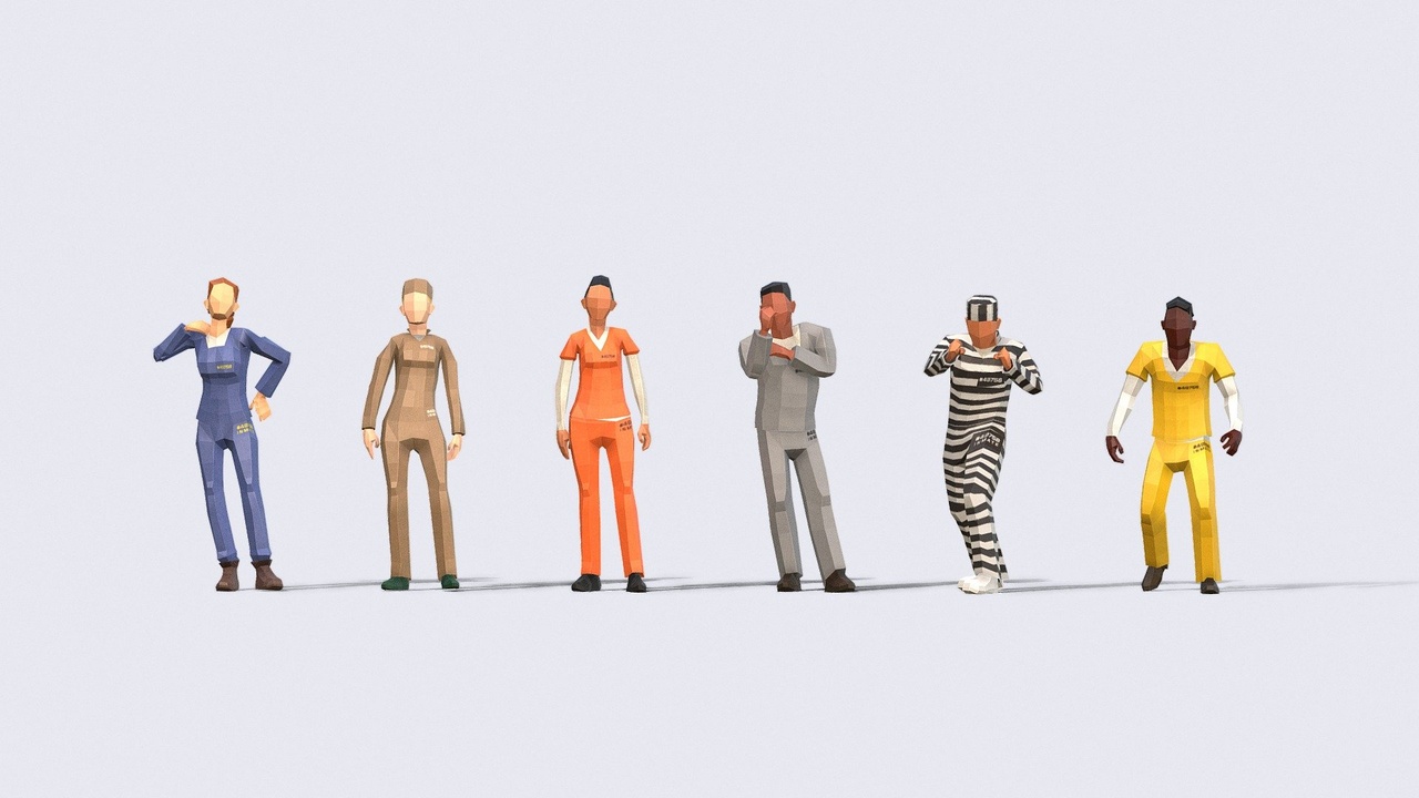 Media 1 for listing Low Poly Prison Inmates - Animated & Rigged