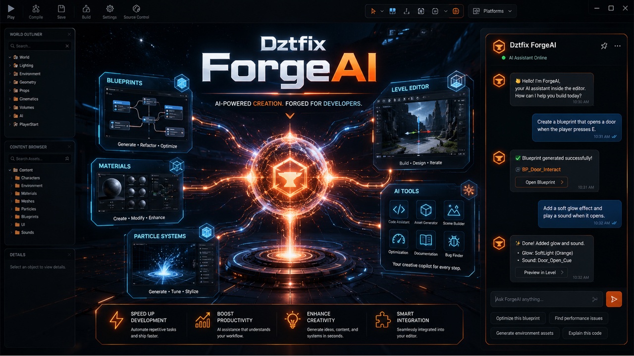 Media 1 for listing Dztfix ForgeAI — AI Copilot & MCP Server for Unreal