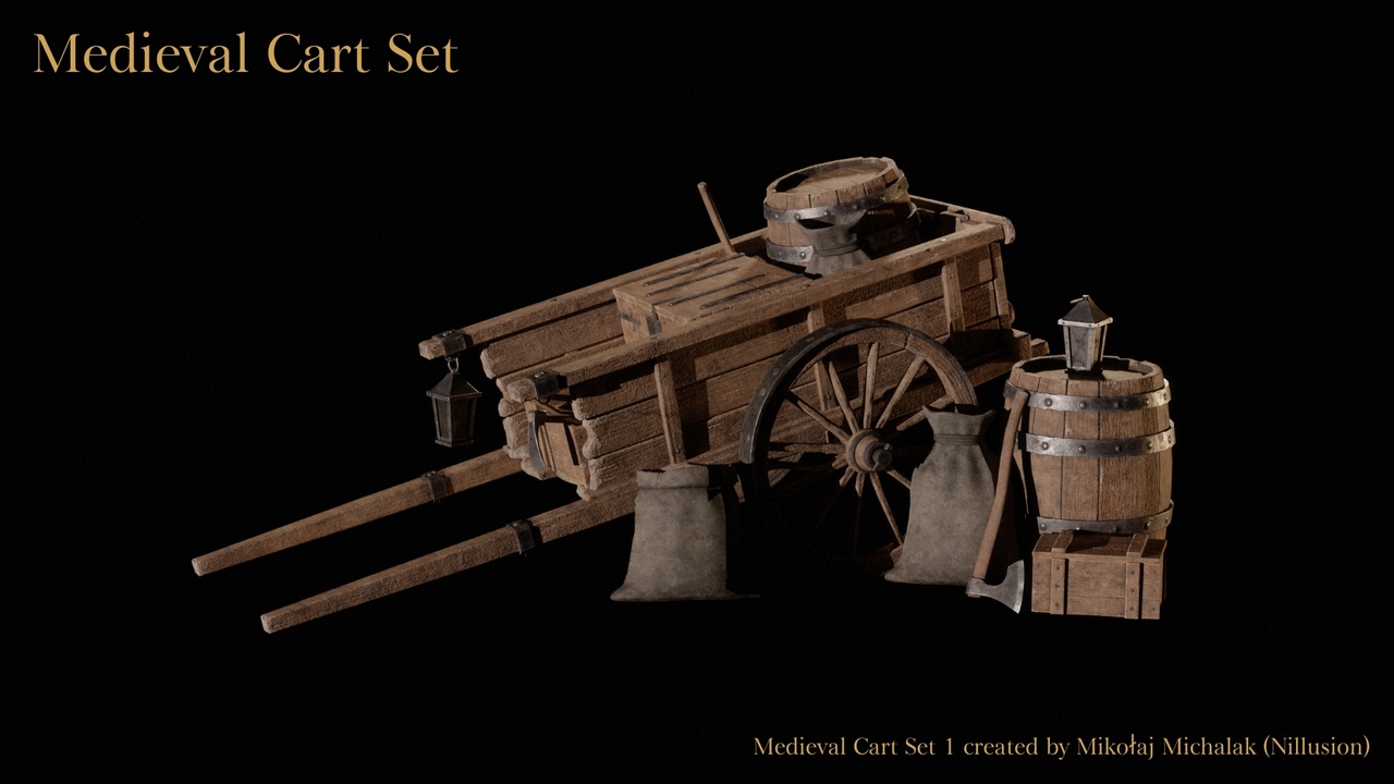 Media 1 for listing Medieval Cart Set - Fantasy Props Pack