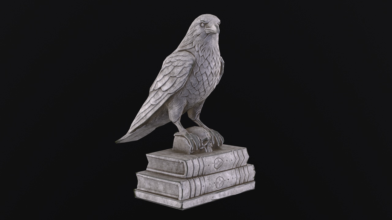 Media 1 for listing Arcane Raven – Stone Library Statue