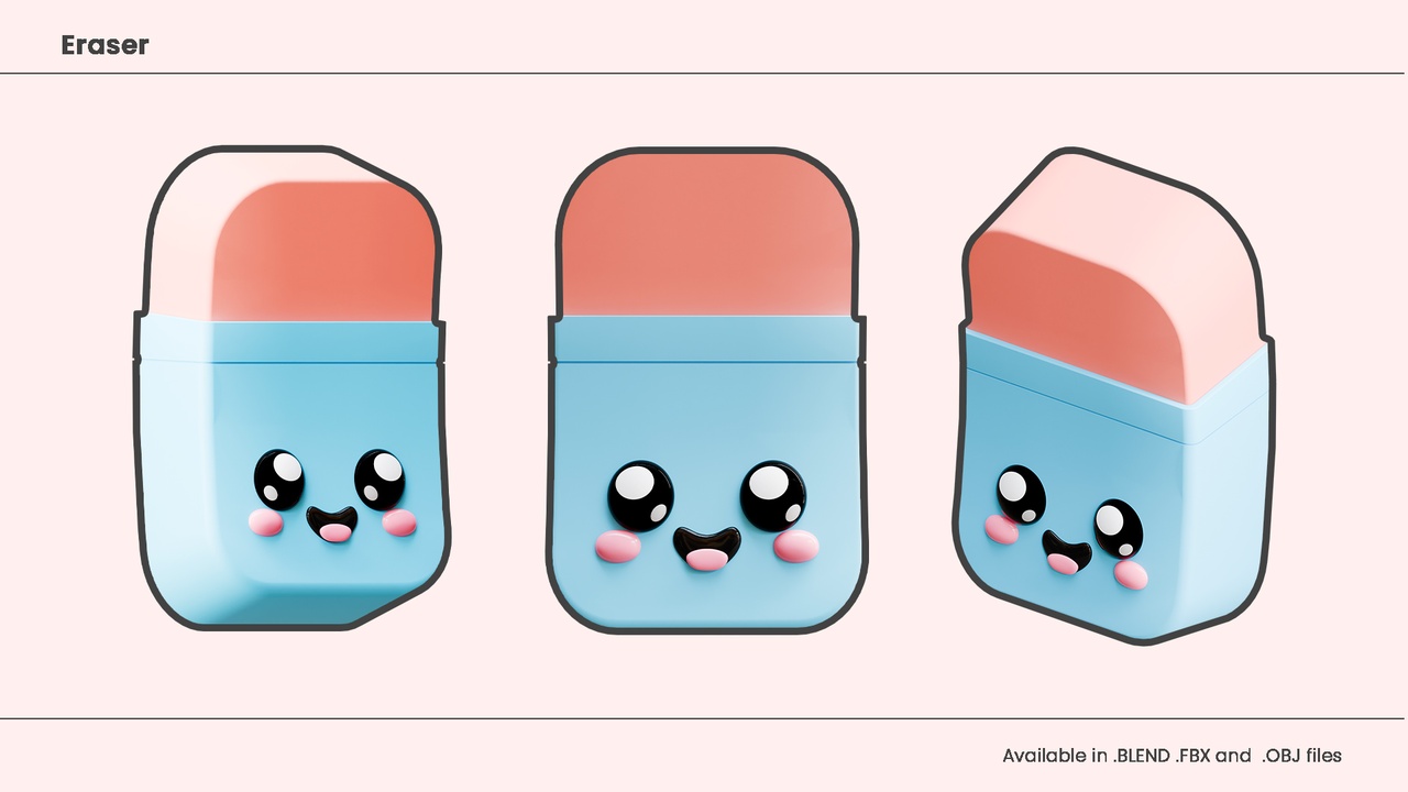 Media 1 for listing Cute 3D Kawaii Eraser Character