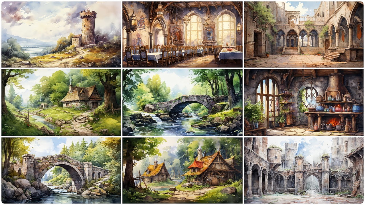 Multimedia 1 dla listy BACKGROUND - Watercolor Medieval 2