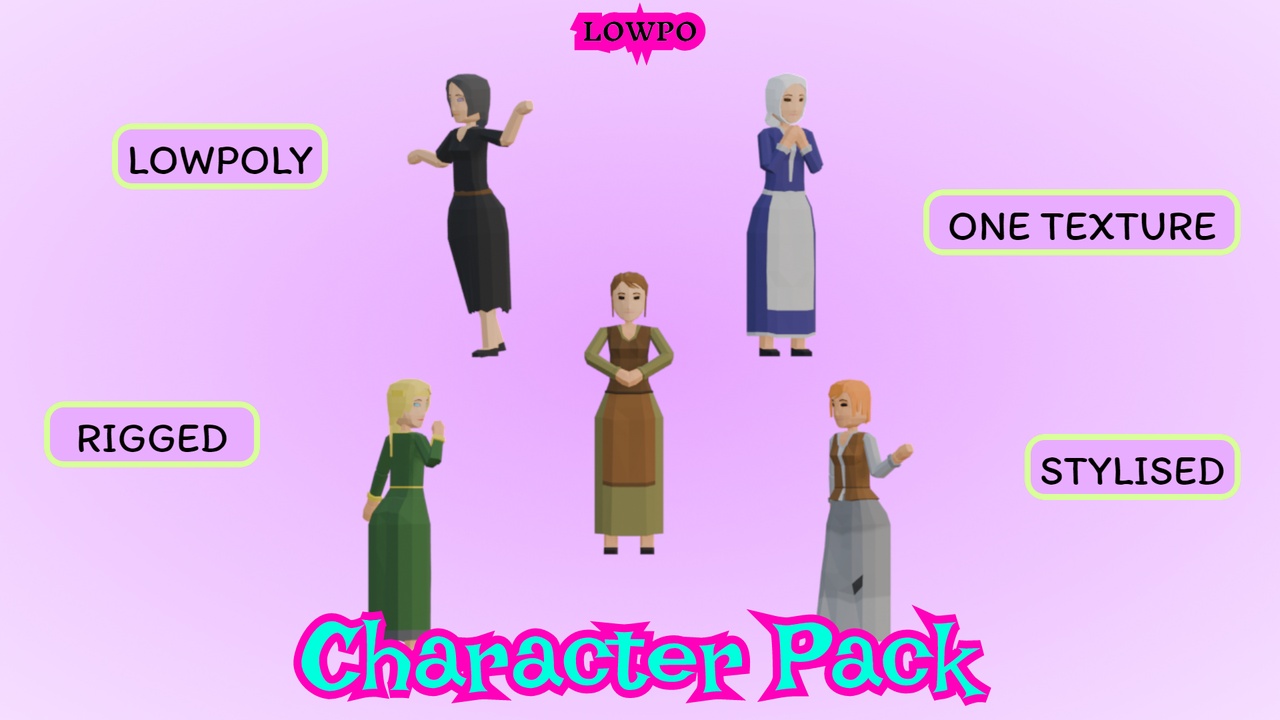 Media 1 for listing LOWPO: Low Poly Medieval Female Characters Pack