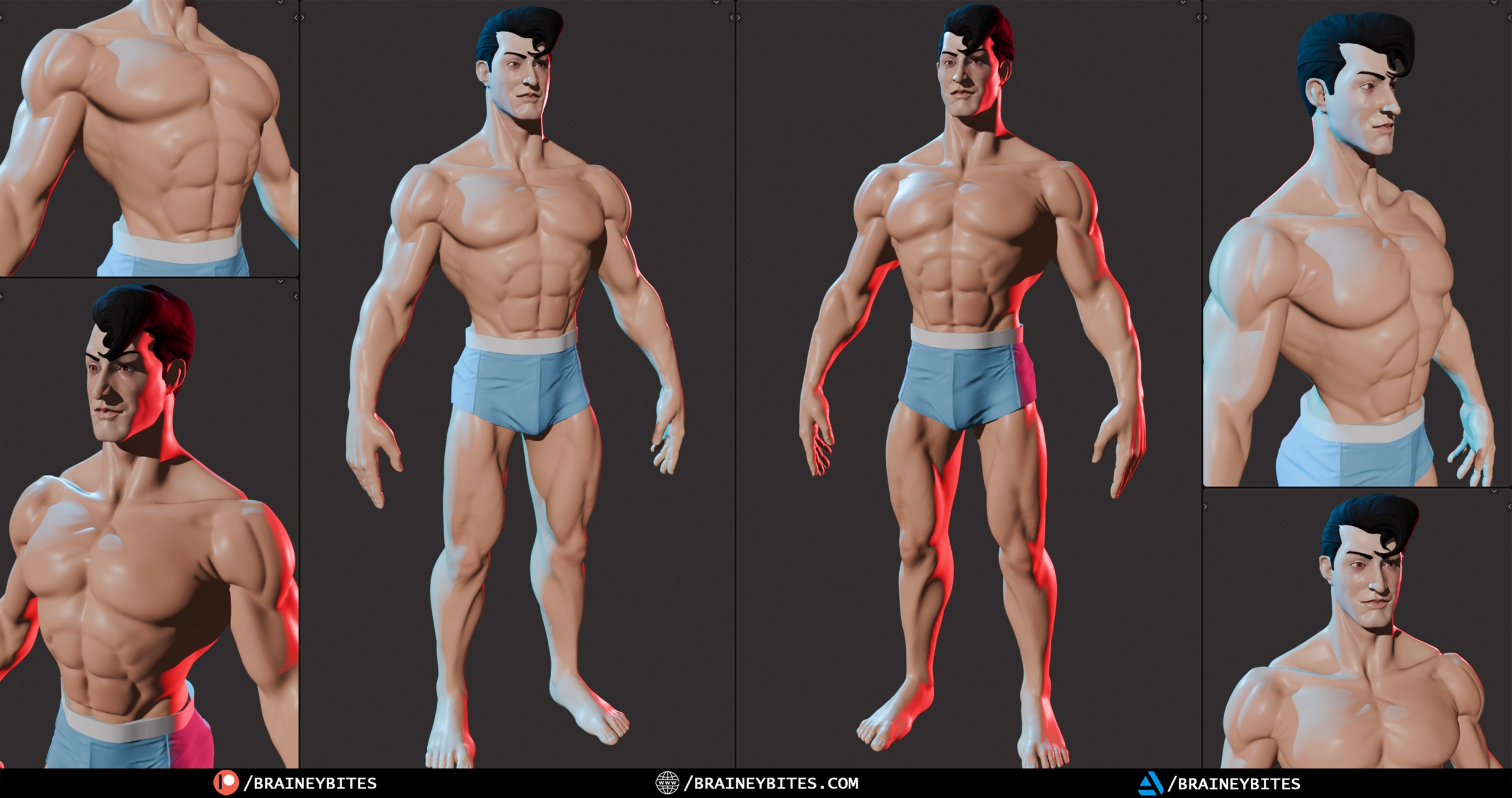 Media 1 for listing Muscular & Stylized Heroic Male Base Anatomy