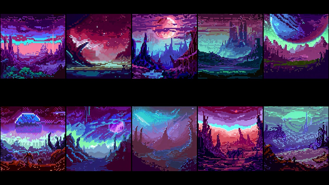Media 1 for listing Pixel Art Backgrounds: Alien Worlds 1