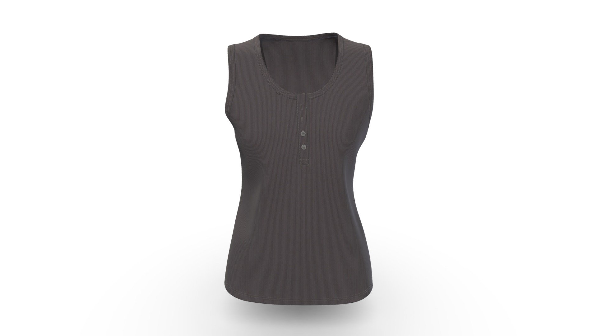 Engineered Rib Placket Women Button Half Placket Knit Rib Tanktop | Fab
