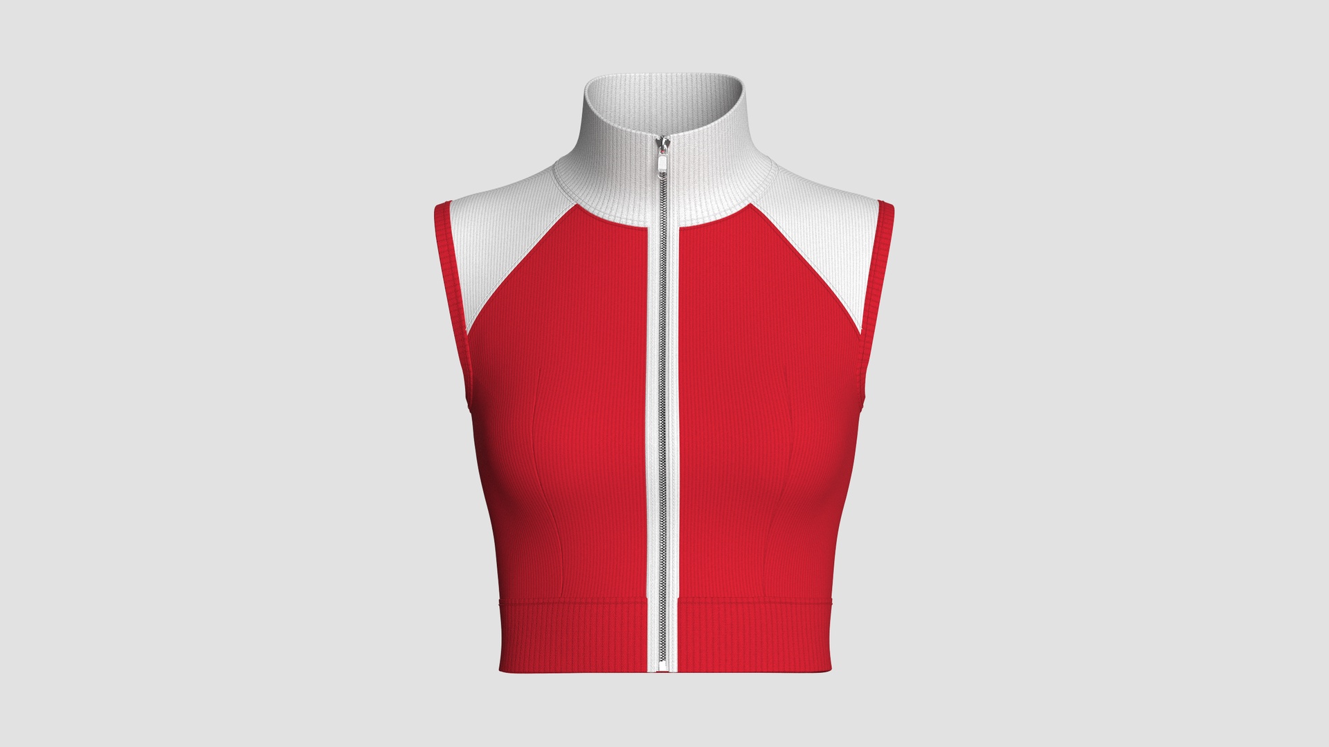 Media 1 for listing Girls Sleeveless Zip - Up Ribbed Crop Top | High Poly