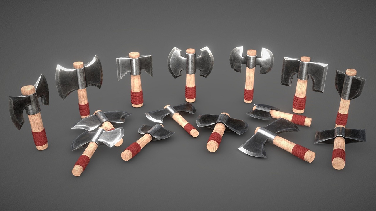 Media 1 for listing Axe Pack 02 Game Ready Low-poly 3D model