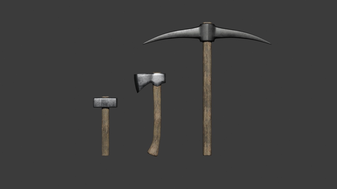 Media 1 for listing Medieval Tools Pack - Pickaxe, Axe, Hammer - Game Ready