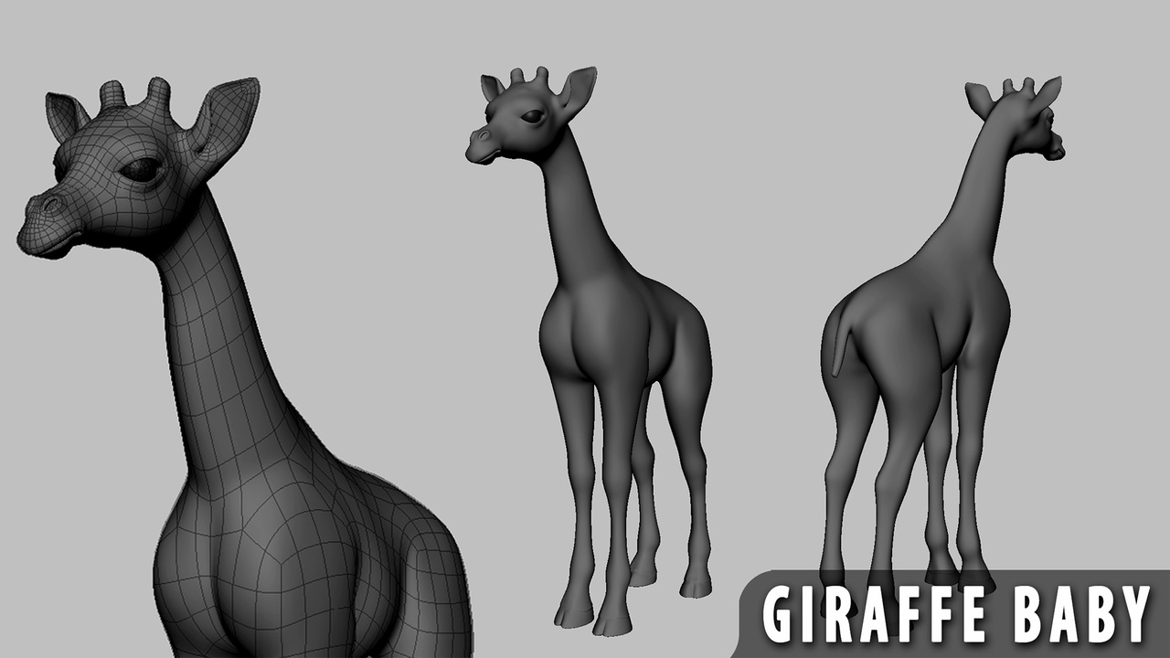 Media 1 for listing Giraffe Baby  - Topology + UV Map