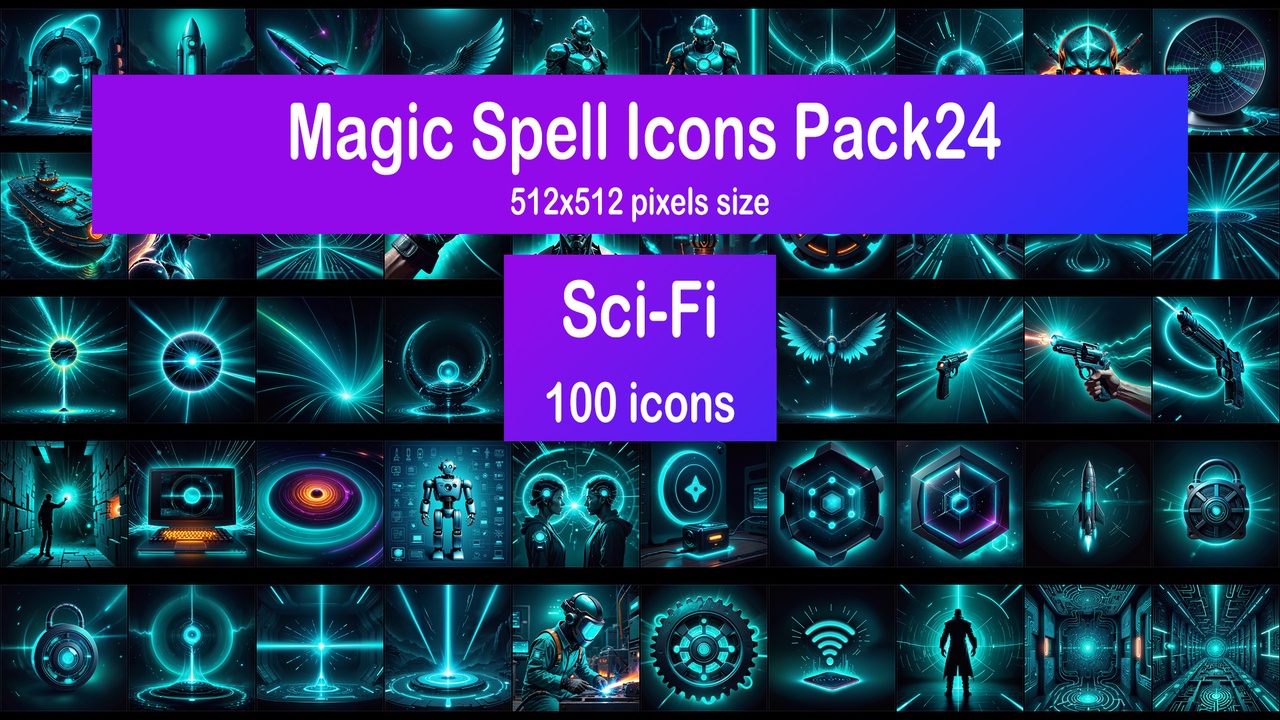 Media 1 for listing Magic Spell Icons Pack24 - Sci-Fi