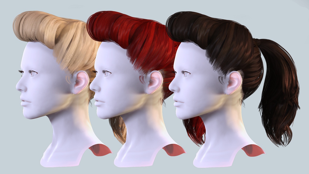 Multimedia 1 dla listy Retro Puff Ponytail Hairstyle -Game Render Asset